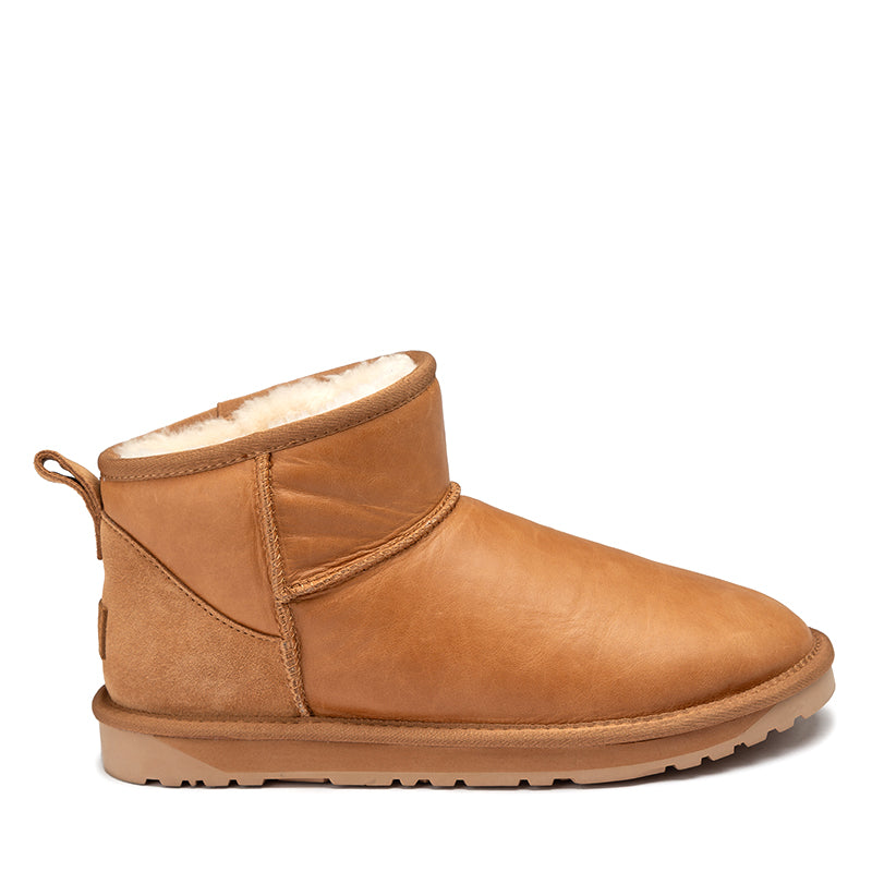 Mini Oiled Leather Ugg Boots