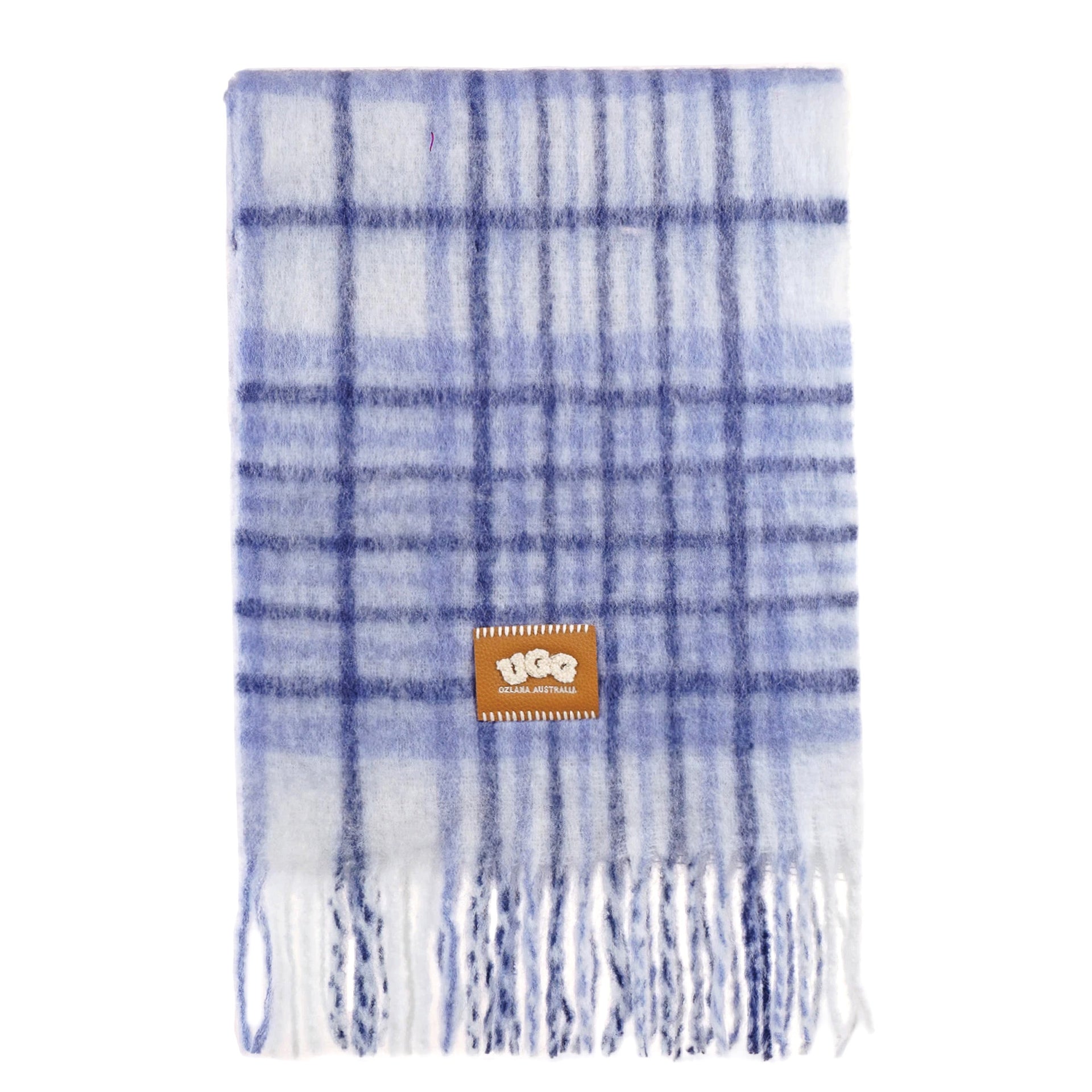 Premium Scarf Uggs, for women and men in Blue Tartan view 10