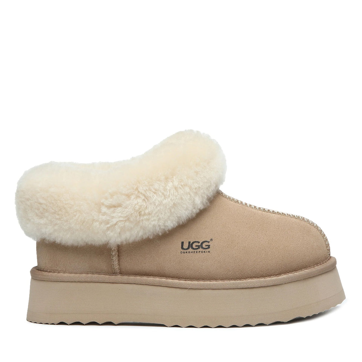 Platinum Platform Ugg Slippers, for women and men in Ivory view 1