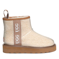 Platinum Coated Rain Ugg Boots, for women and men in Cream/Chestnut view 18