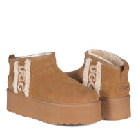 Mini Platform Logo Uggs, women's boots in Chestnut view 3