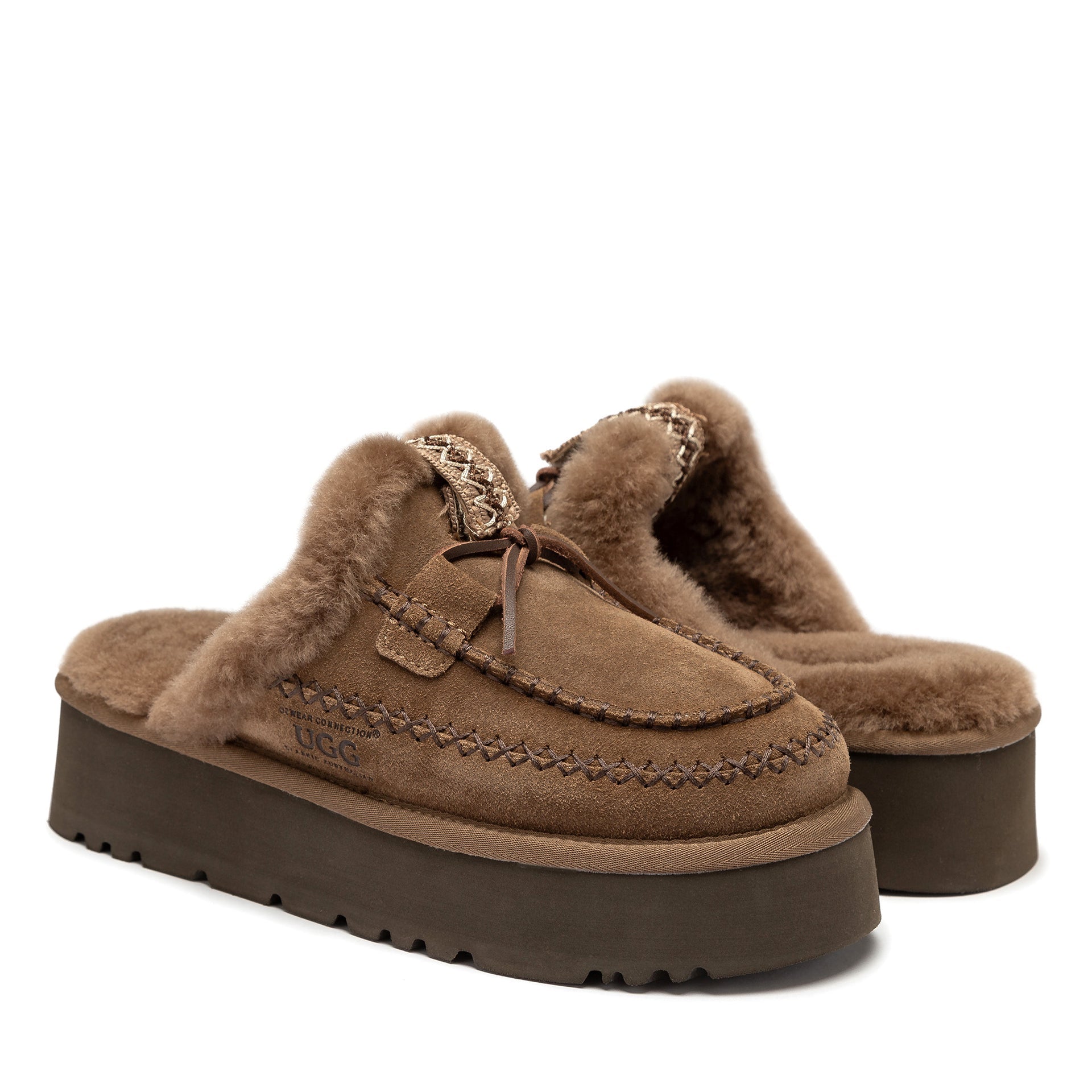 Lace Bow Platform Slippers women's sheepskin ugg slippers view 14
