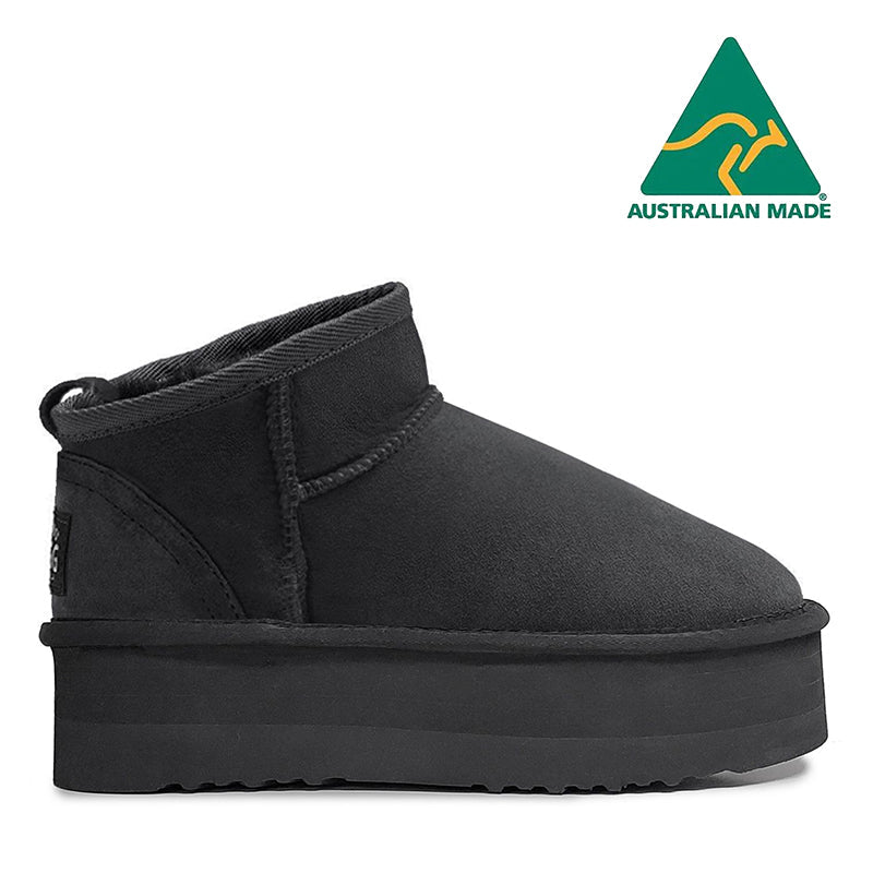 Premium Mini Platform Potea Ugg Boots, for women in Black view 2
