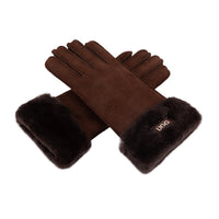 UGG Premium Single Cuff Gloves, for women in Chocolate view 6