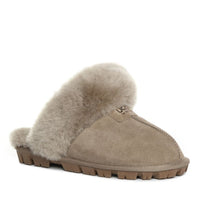 Fluffy Strap Ladies Scuff Uggs in Antelope Brown view 17