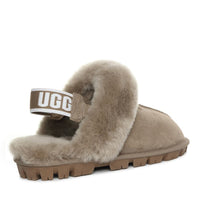 Fluffy Strap Ladies Scuff Uggs in Antelope Brown view 18