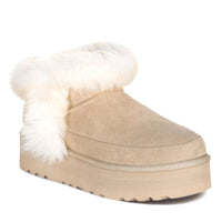 Mini Fluffy Platform Uggs, women's boots in Apricot view 2