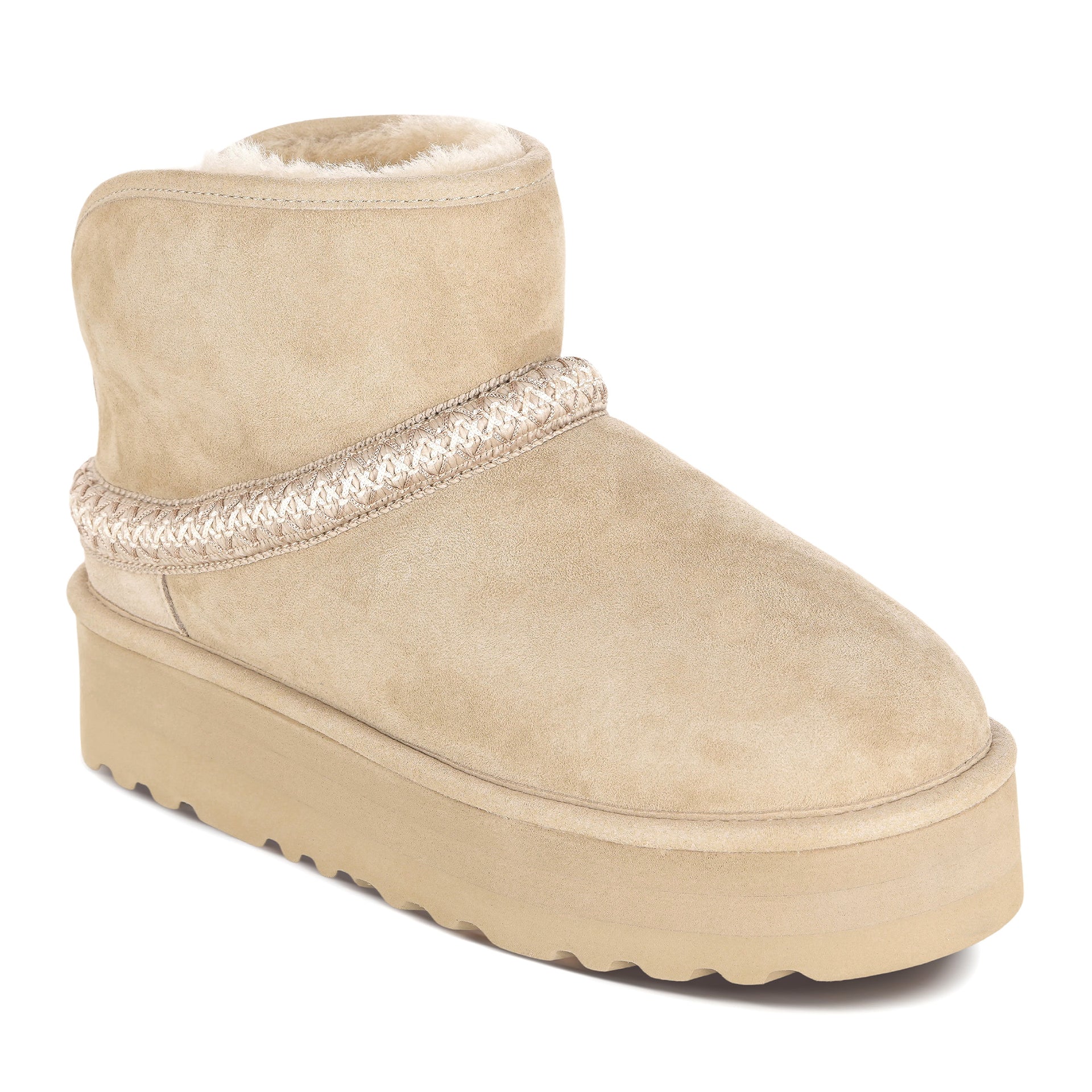 Foldable Platform Uggs, women's slippers in Mustard Seed view 9