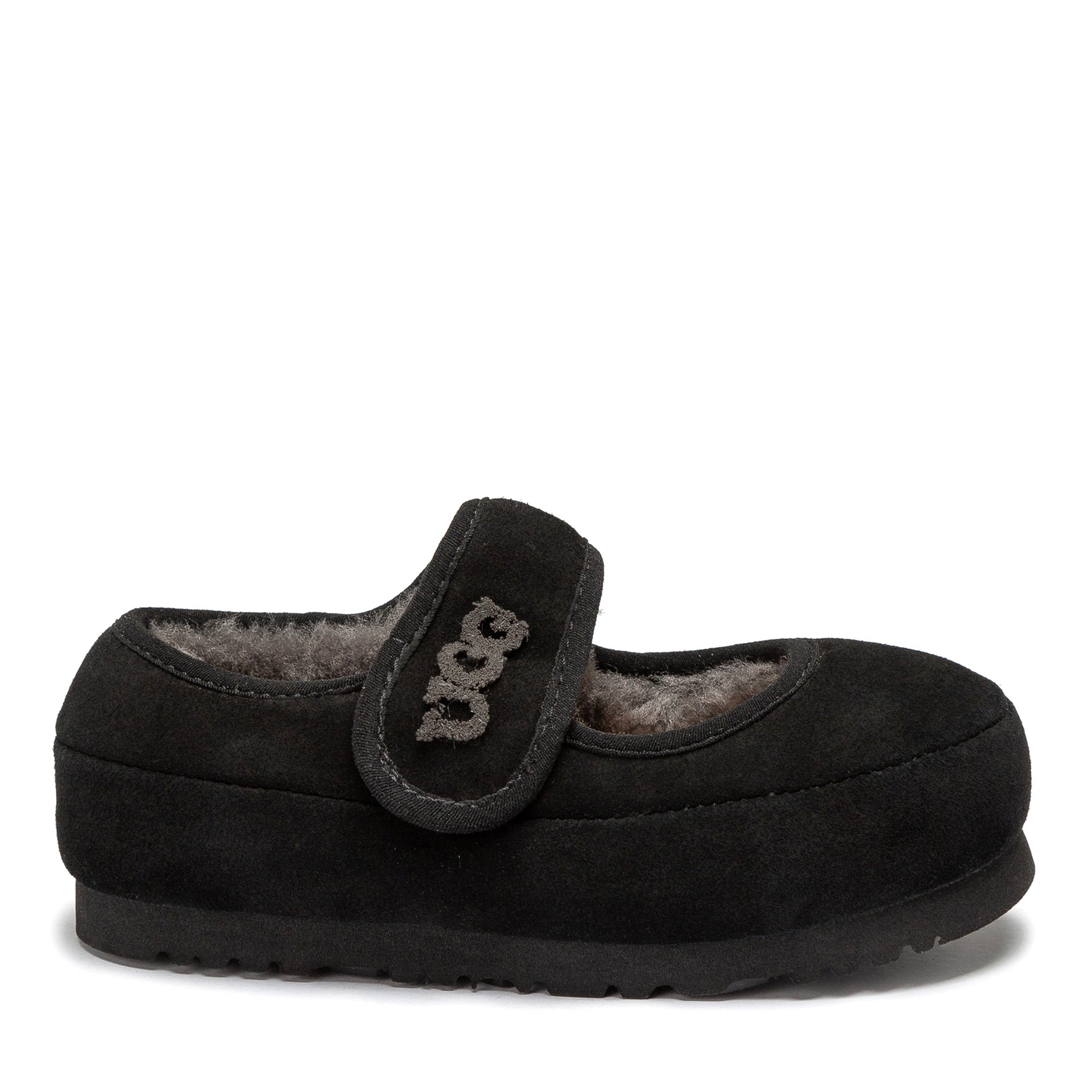 Kids Velcro Ugg Slippers in Black view 12
