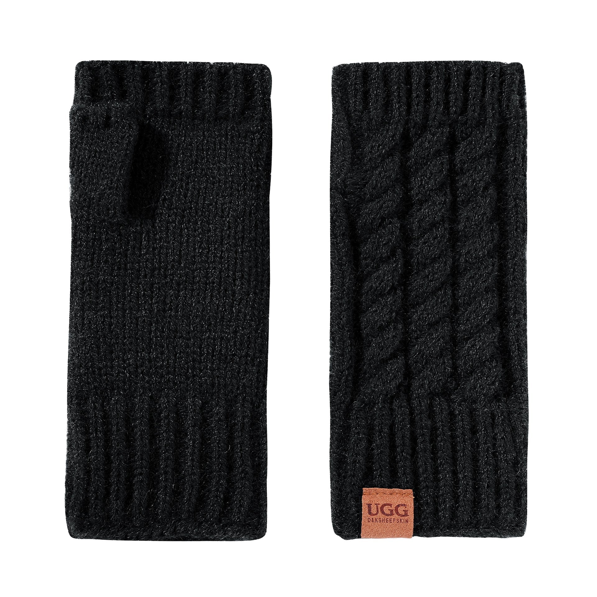 Fingerless Comfy Uggs, women's and men's gloves in Black view 4