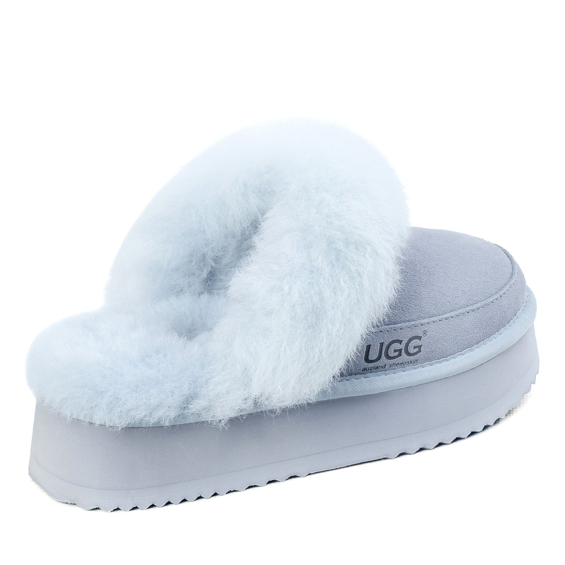Premium Platform Ugg Slippers, for women in Blue view 3