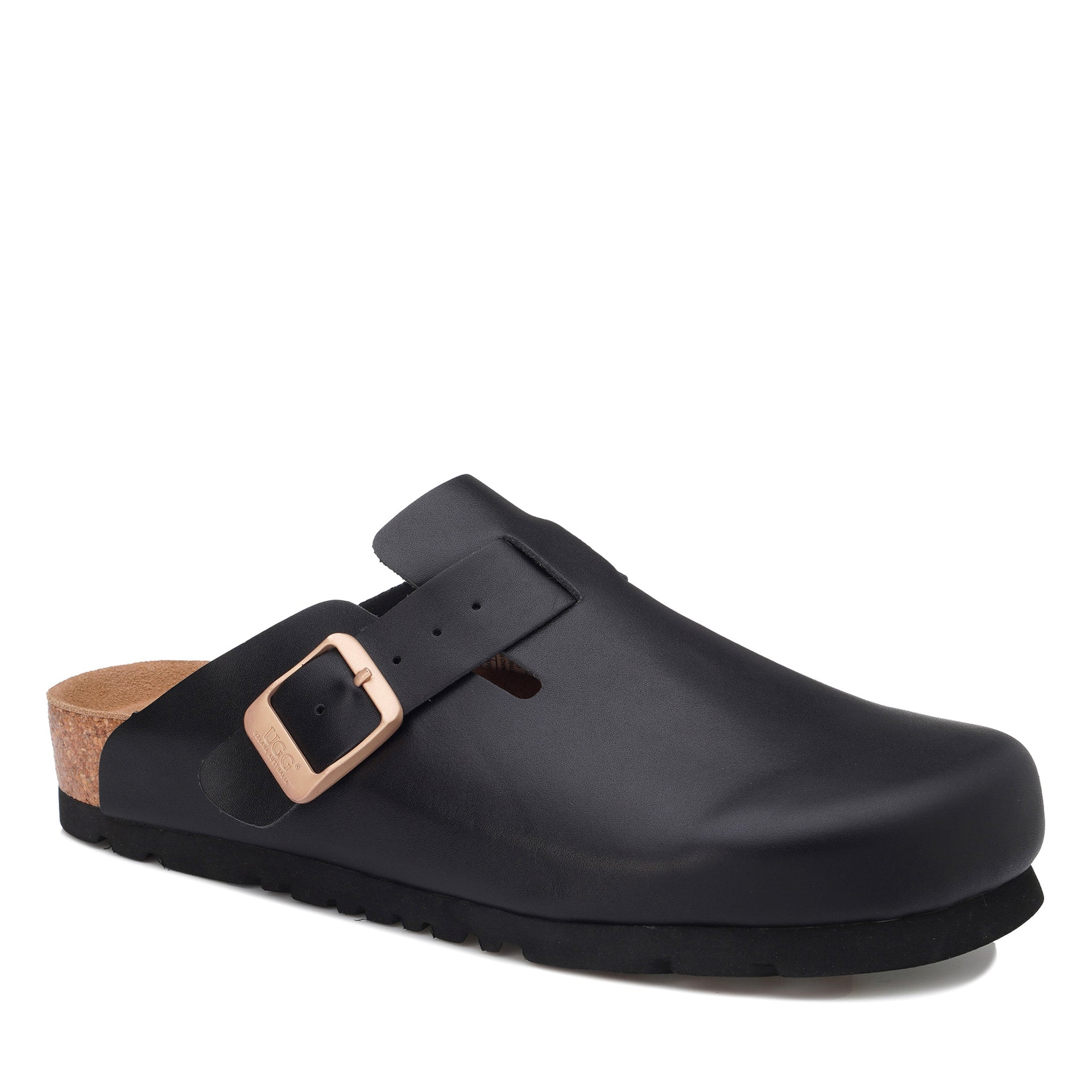 Smooth Leather Ugg Slippers, for women in Black view 7