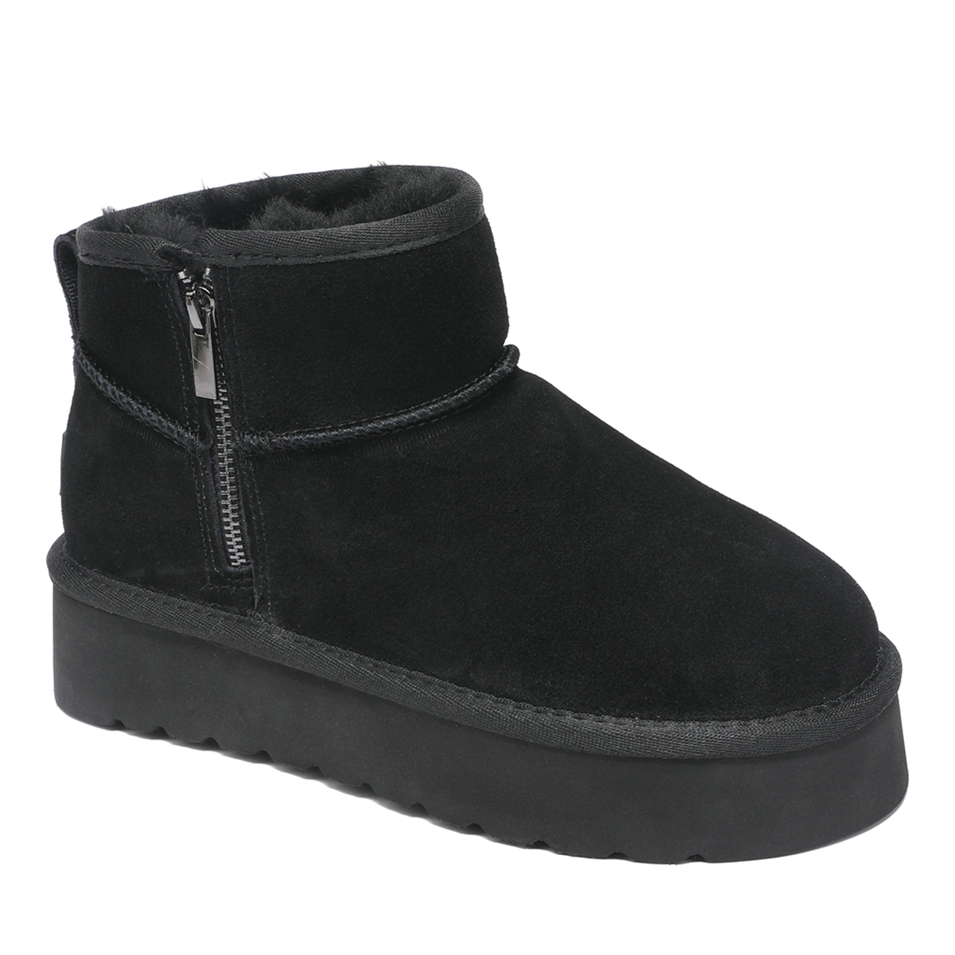 Platform Zip Uggs womens platform ankle ugg boots with zip in black view 12