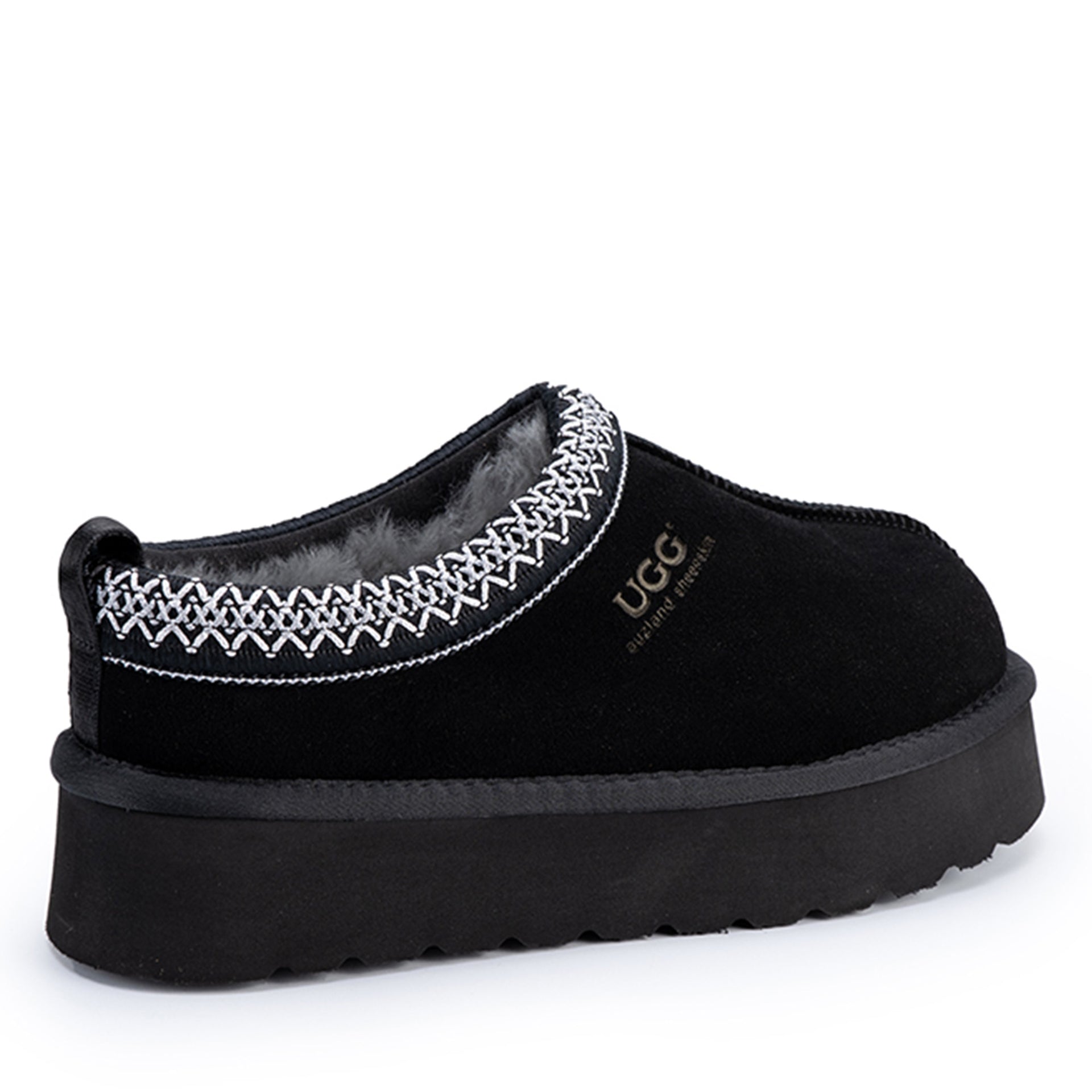 Premium Platform Tassie Ugg Slippers, for women in Black view 3