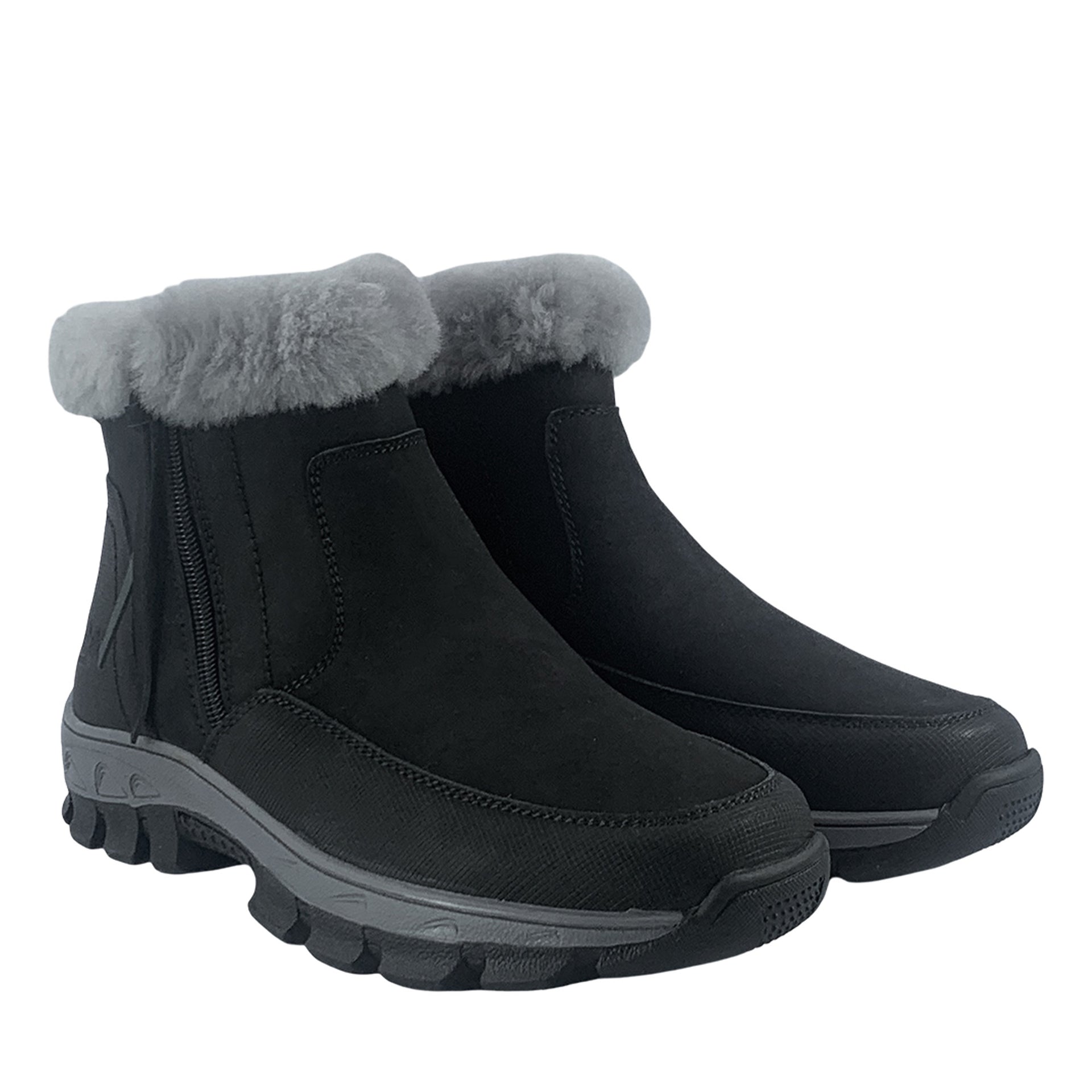 Evelyn Zip Fluffy Boots, for women in Black view 5