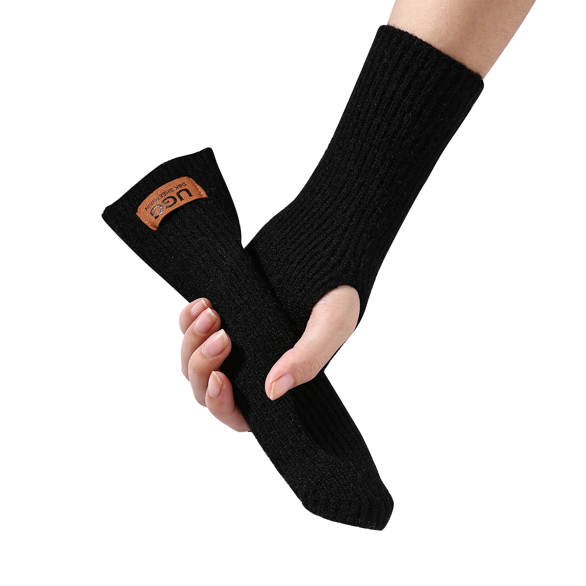Fingerless Ugg Gloves, for women and men in Black view 6