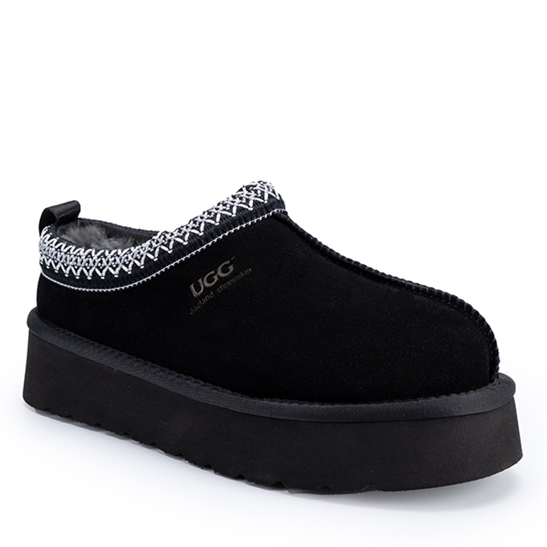 Premium Platform Tassie Ugg Slippers, for women in Black view 2