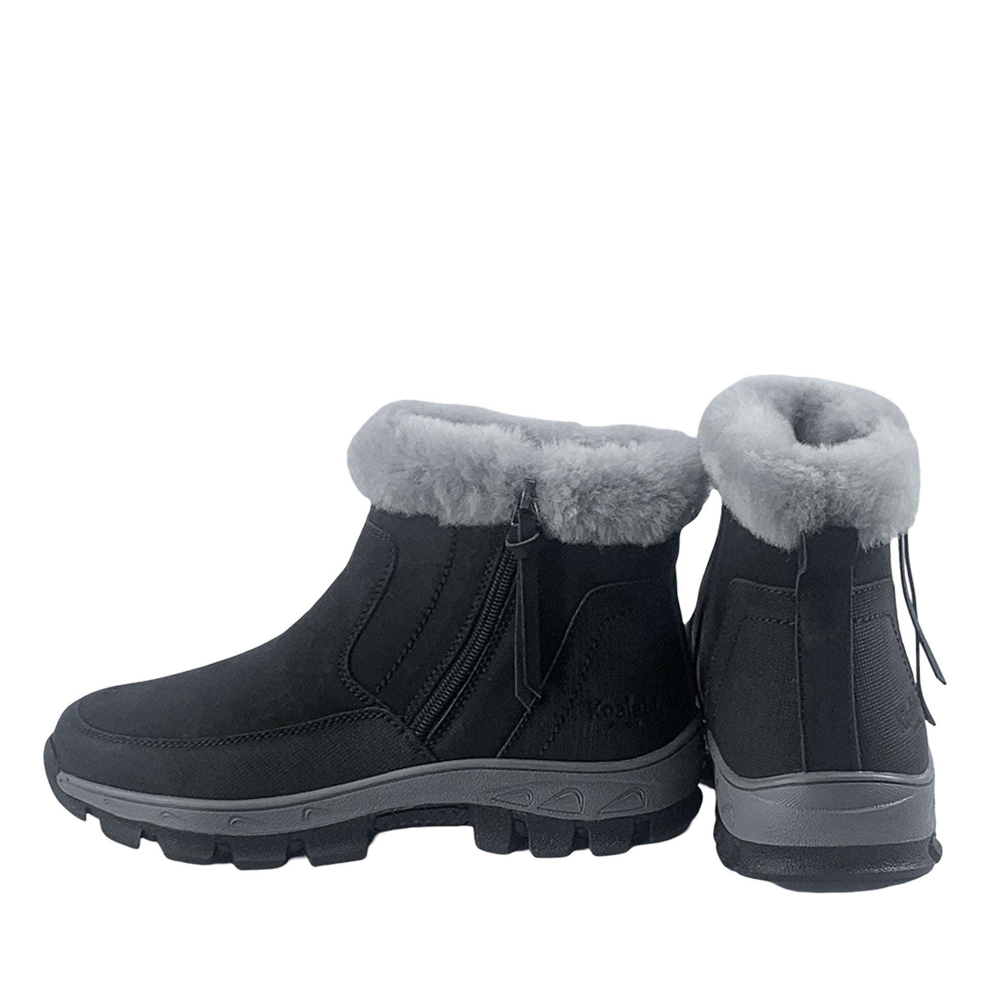 Evelyn Zip Fluffy Boots, for women in Black view 6
