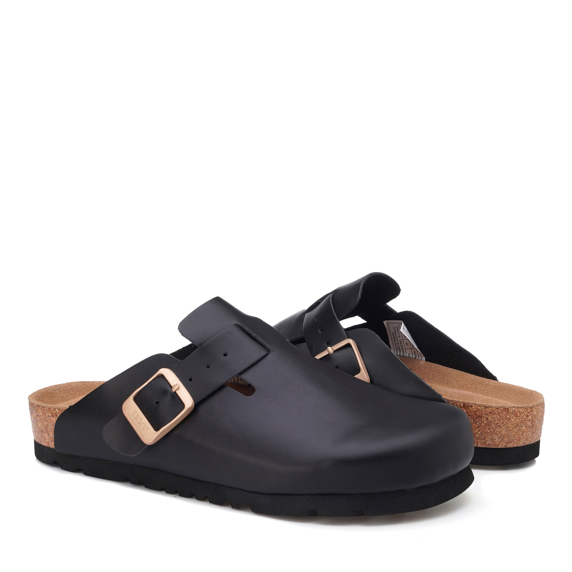 Smooth Leather Ugg Slippers, for women in Black view 9