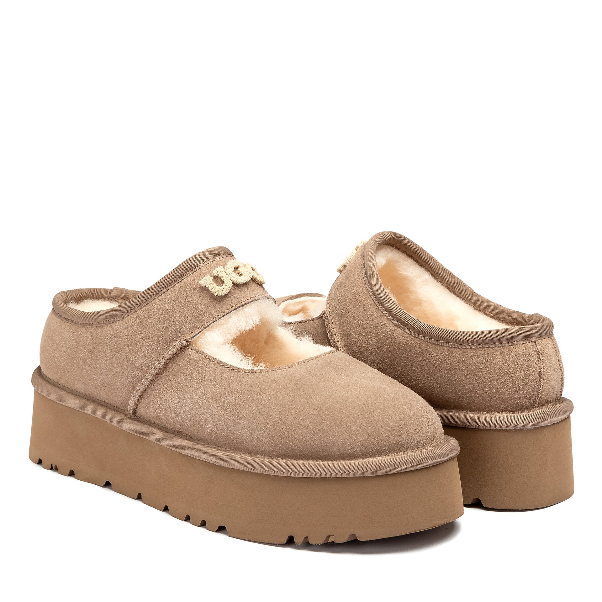 UGG Jaze Logo Platform Slippers, for women in Brown view 9