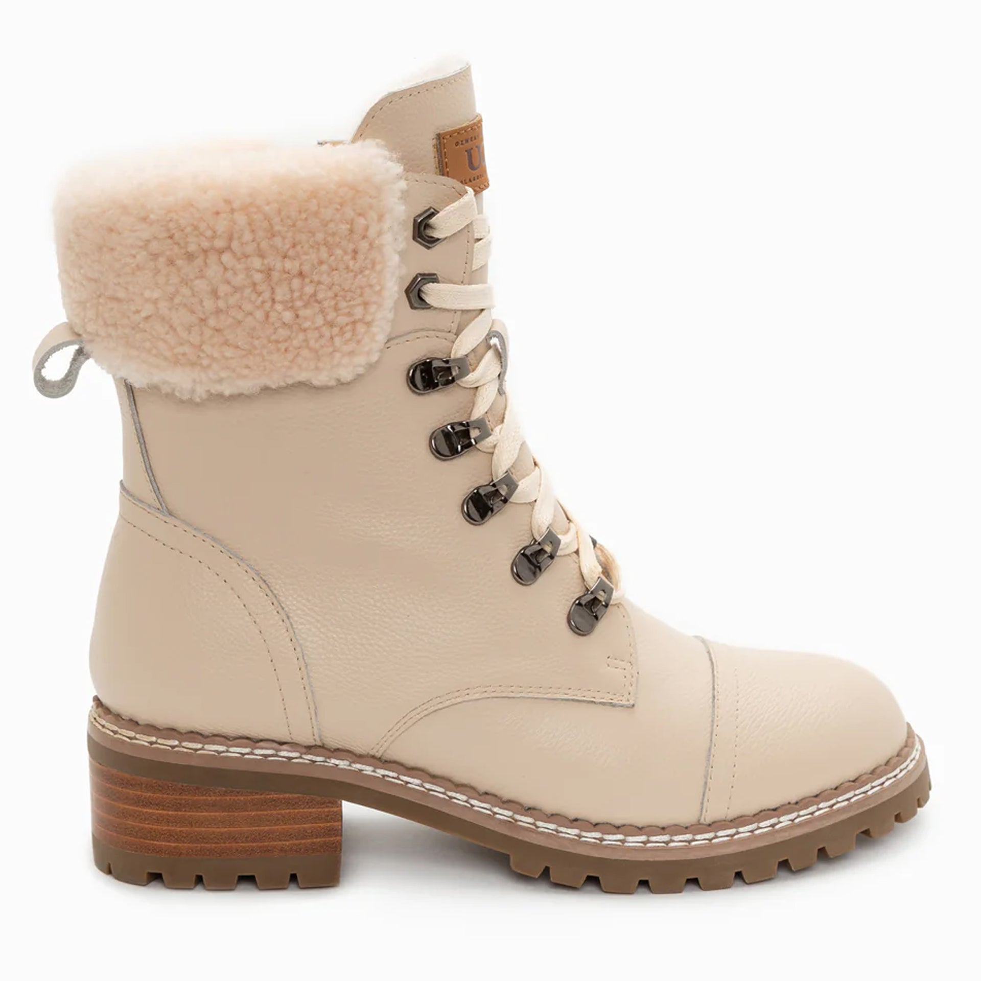 UGG Lyric Lace Up Leather Boots, for women in Beige view 11