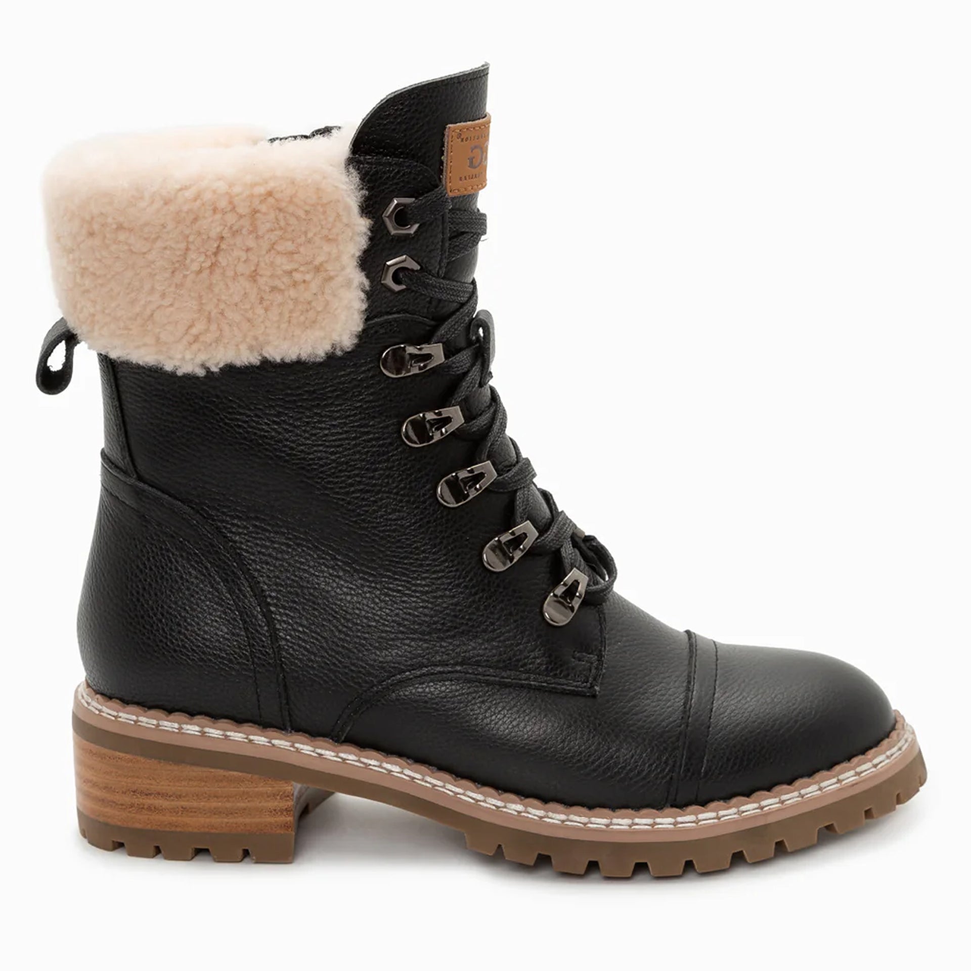 UGG Lyric Lace Up Leather Boots, for women in Black view 6