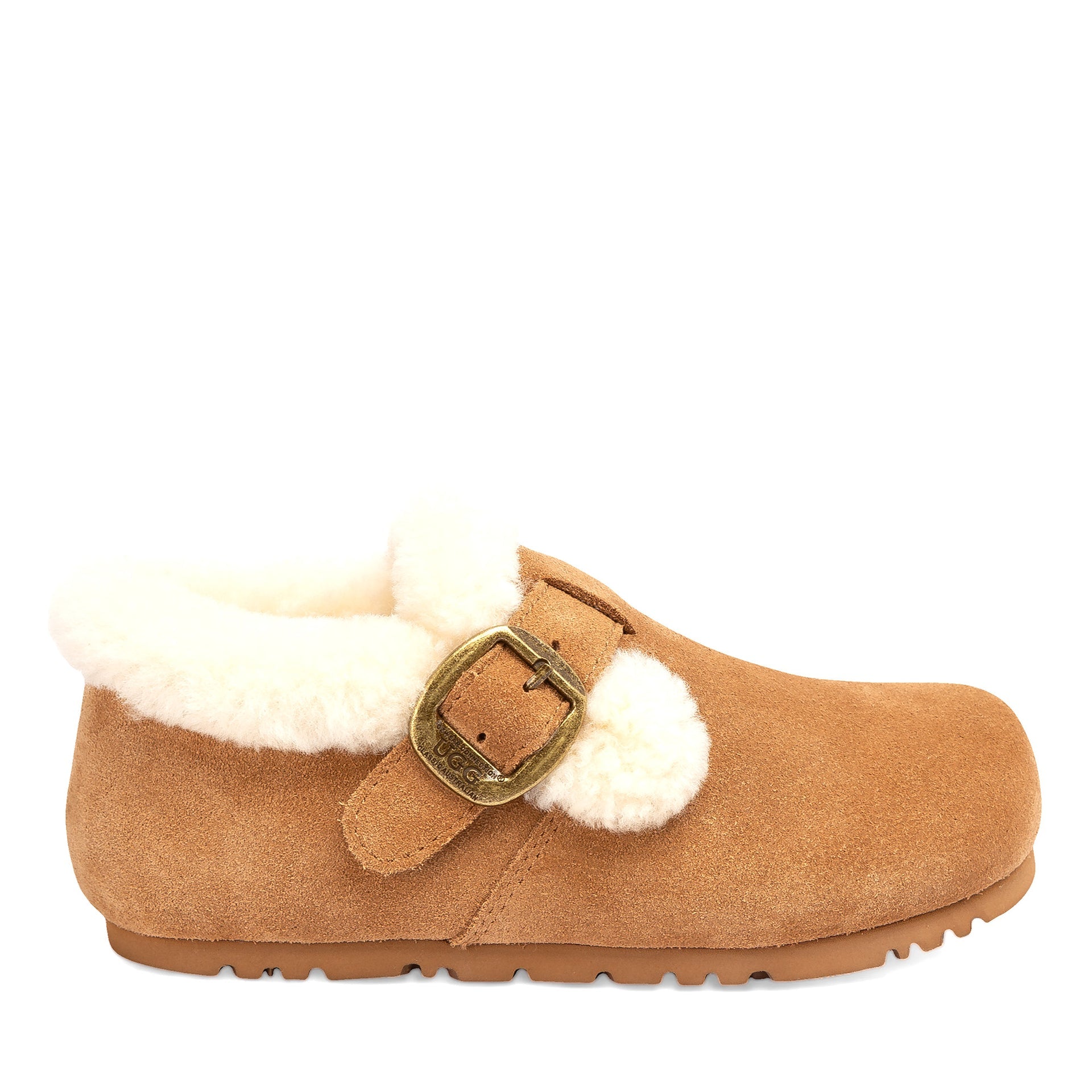 Fluffy Belts Ugg Slippers, for women in Chestnut view 1