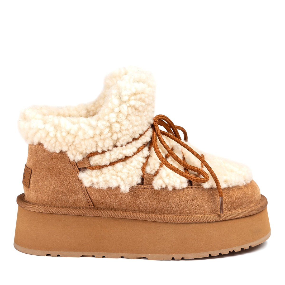 Fluffy Lace Platform Uggs, women's boots in Chestnut view 1