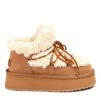 Fluffy Lace Platform Uggs, women's boots in Chestnut view 1