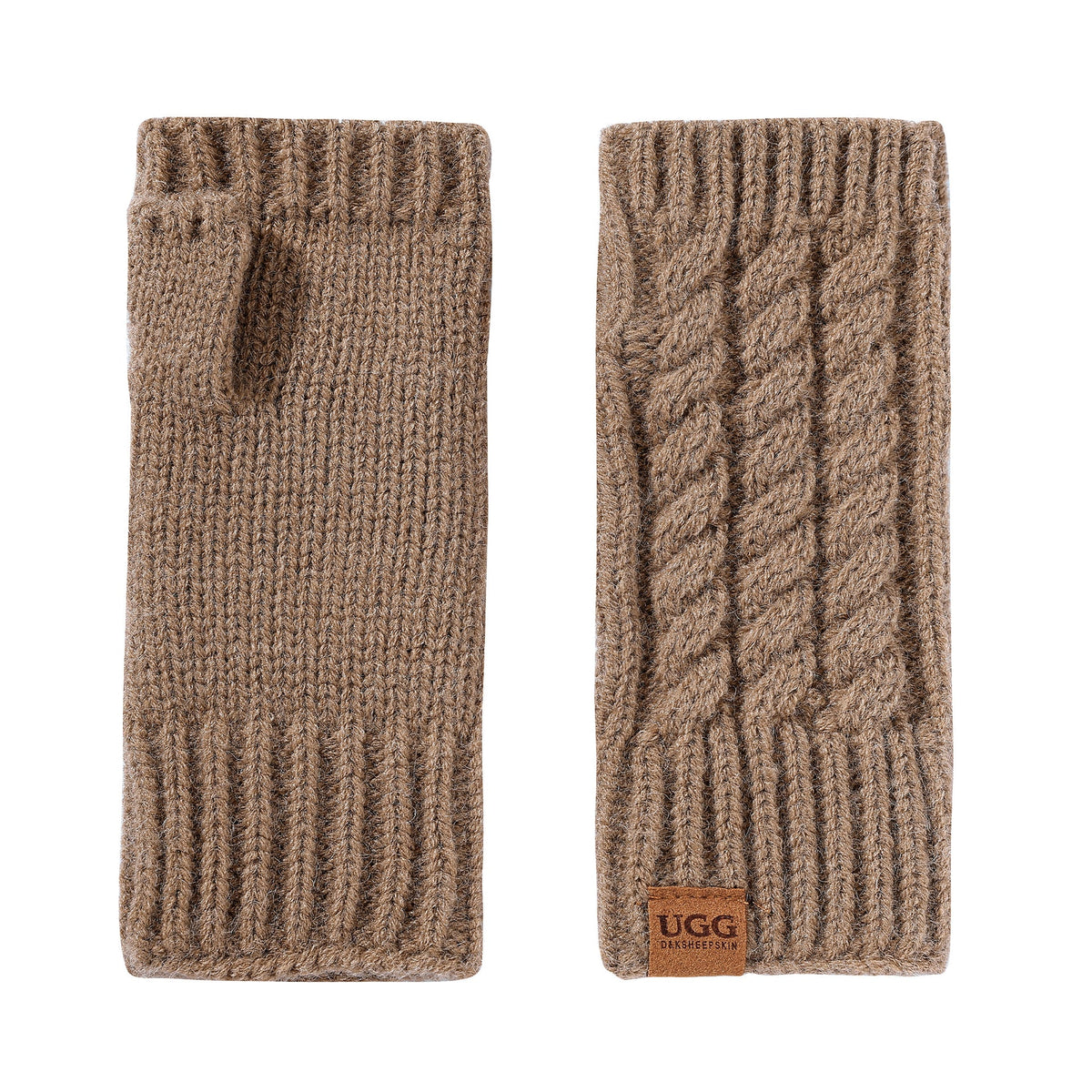 Fingerless Comfy Uggs, women's and men's gloves in Chestnut view 1