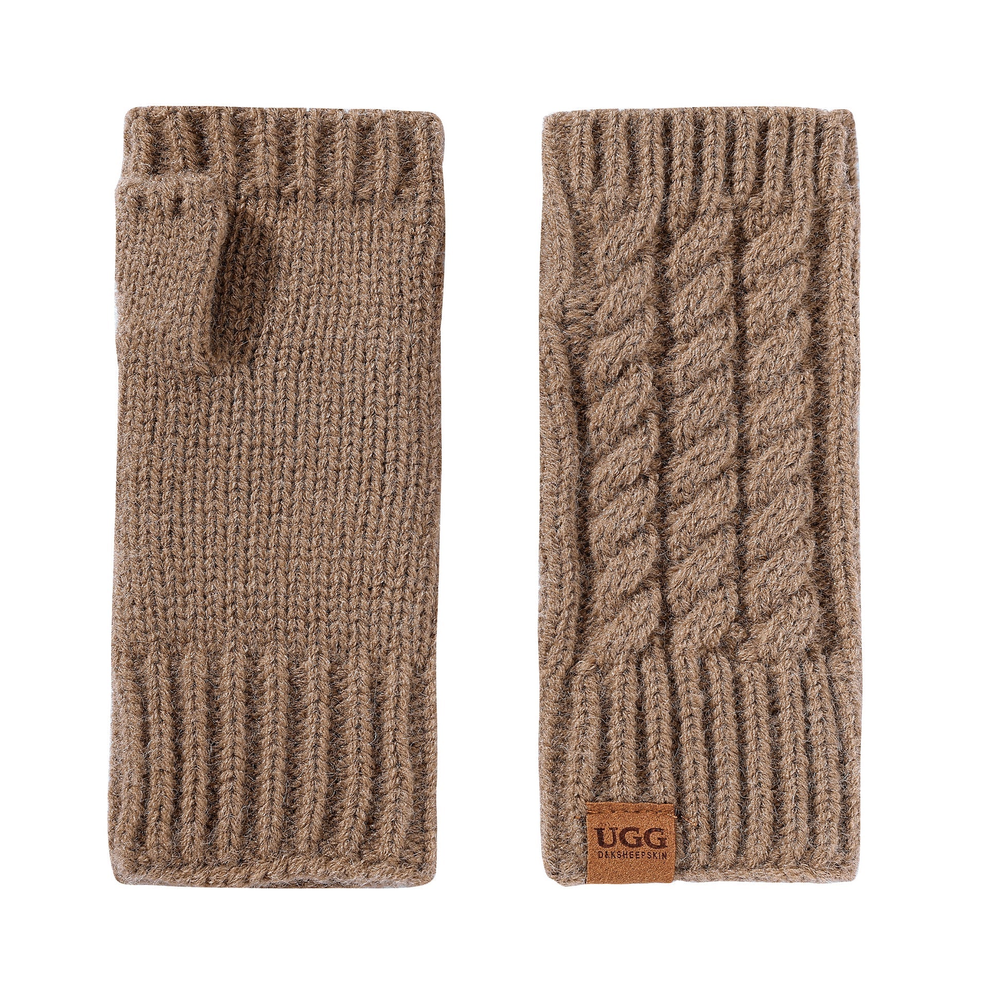 Fingerless Comfy Uggs, women's and men's gloves in Chestnut view 1