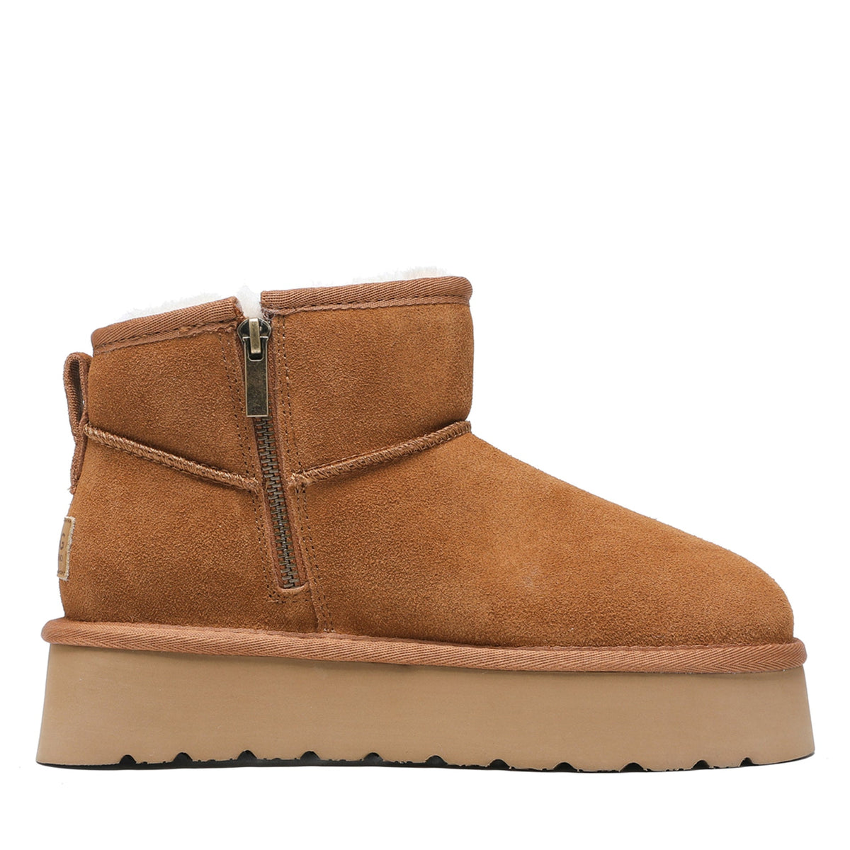 Platform Zip Uggs womens platform ankle ugg boots with zip in chestnut