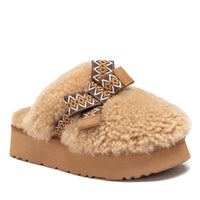 Fluffy Bow Platform Uggs, women's slippers in Chestnut view 2