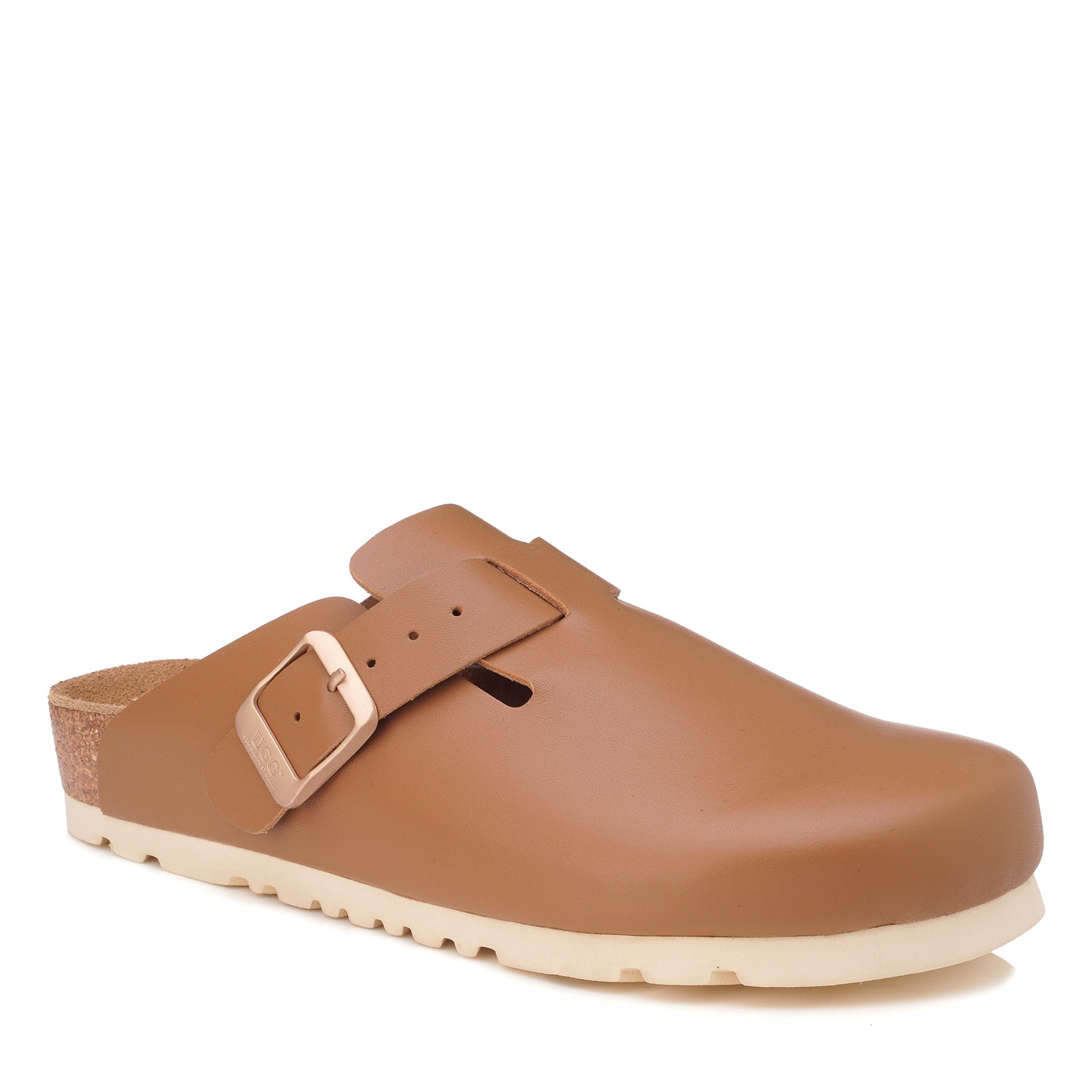 Smooth Leather Ugg Slippers, for women in Chestnut view 12