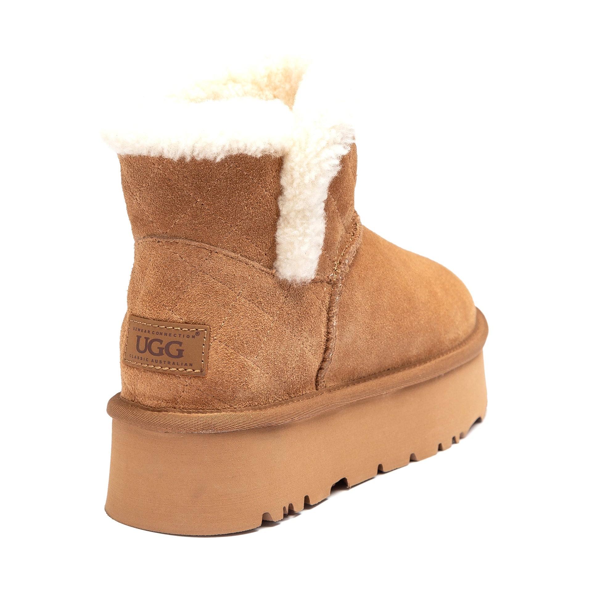Fluffy Platform Ugg boots, for women in Chestnut view 3