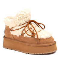 Fluffy Lace Platform Uggs, women's boots in Chestnut view 3