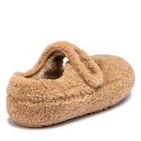 Velcro Fluffy Uggs, kids slippers in Chestnut view 3