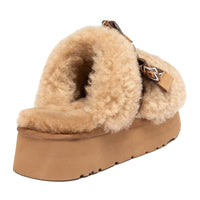 Fluffy Bow Platform Uggs, women's slippers in Chestnut view 3