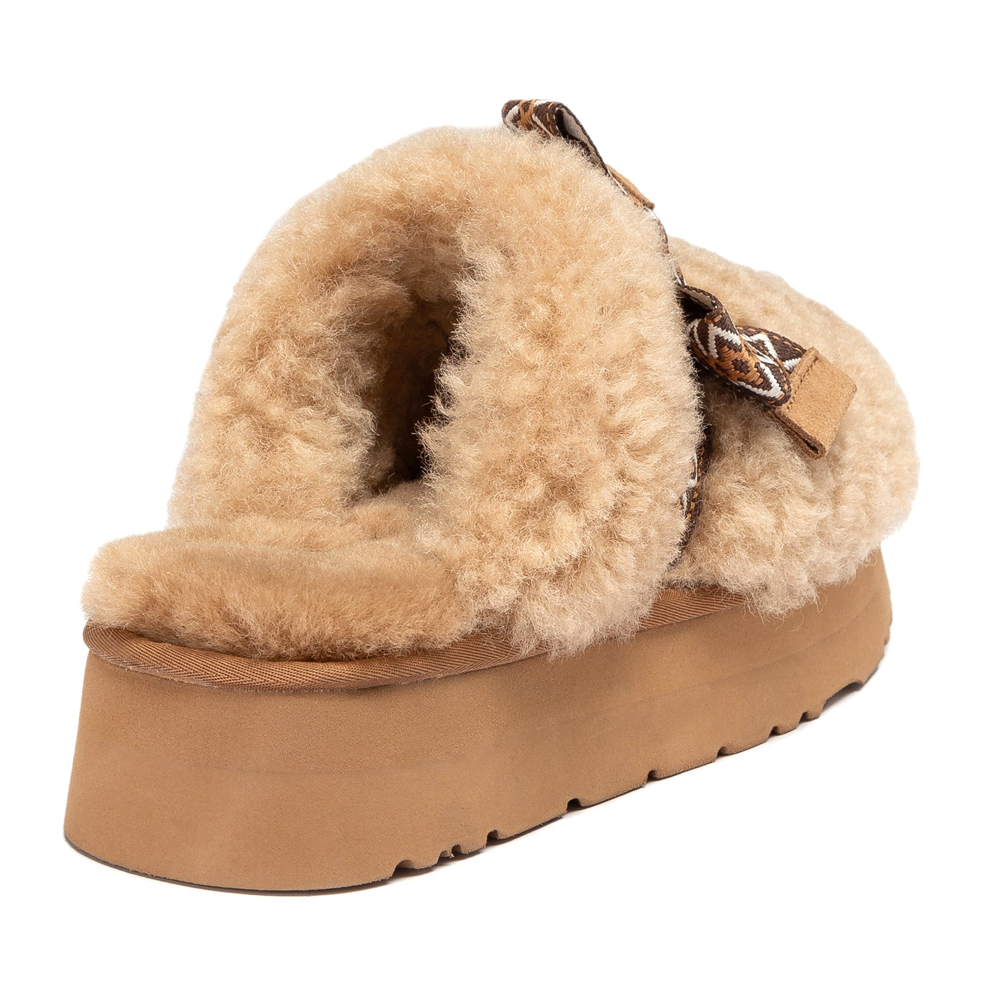 Fluffy Bow Platform Uggs, women's slippers in Chestnut view 3