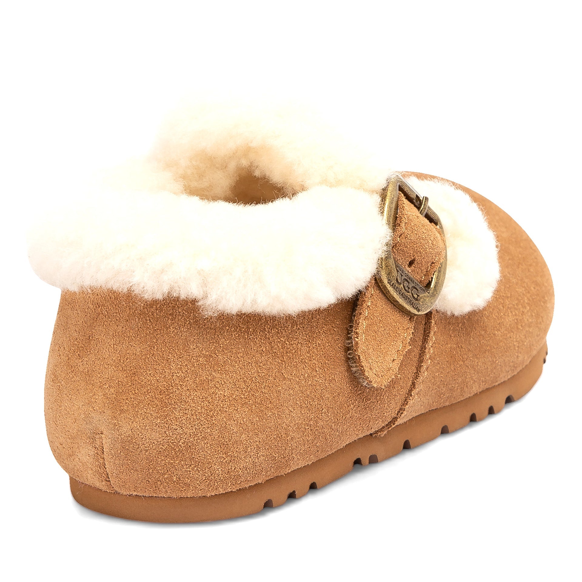 Fluffy Belts Ugg Slippers, for women in Chestnut view 3