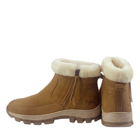 Evelyn Zip Fluffy Boots, for women in Chestnut view 3