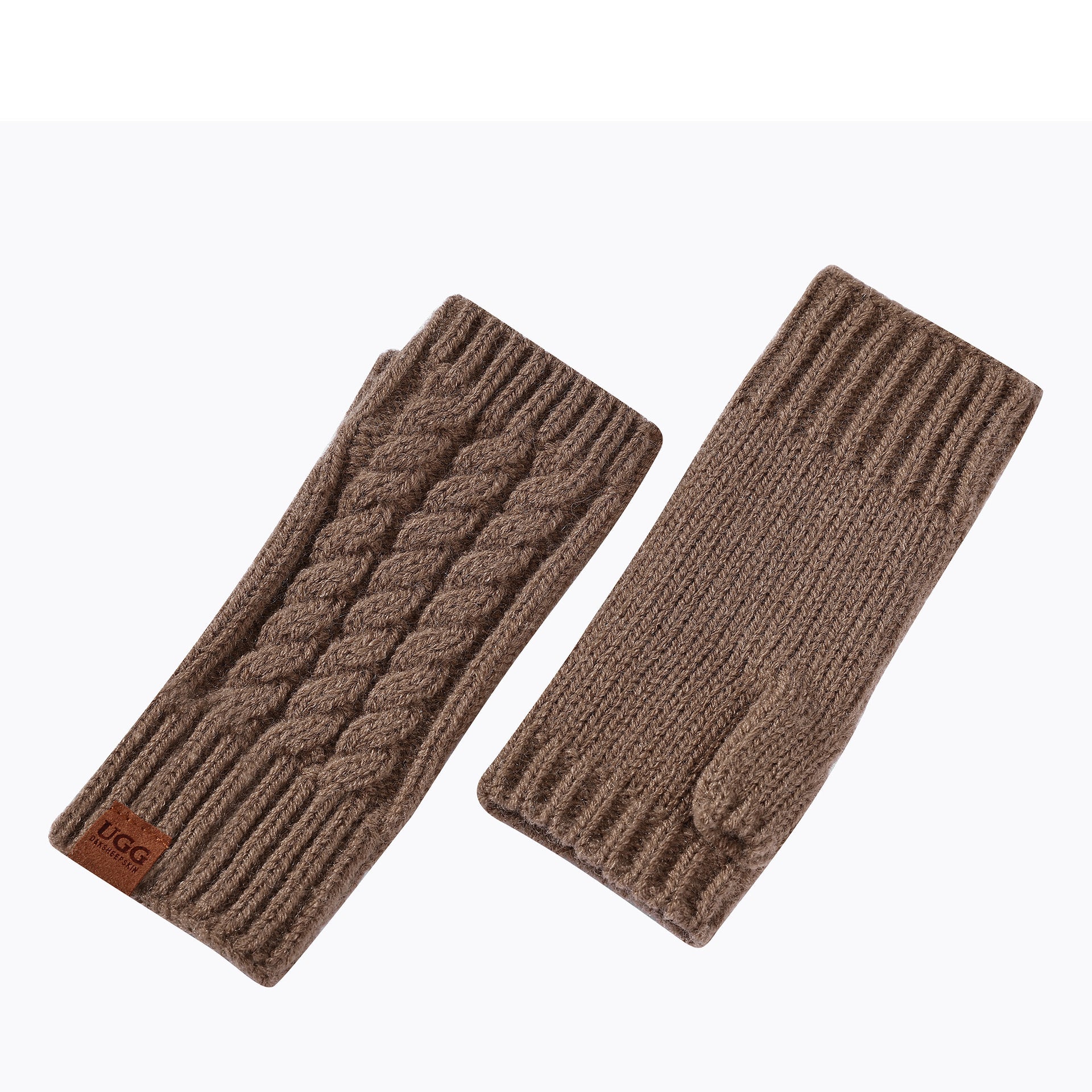 Fingerless Comfy Uggs, women's and men's gloves in Chestnut view 3