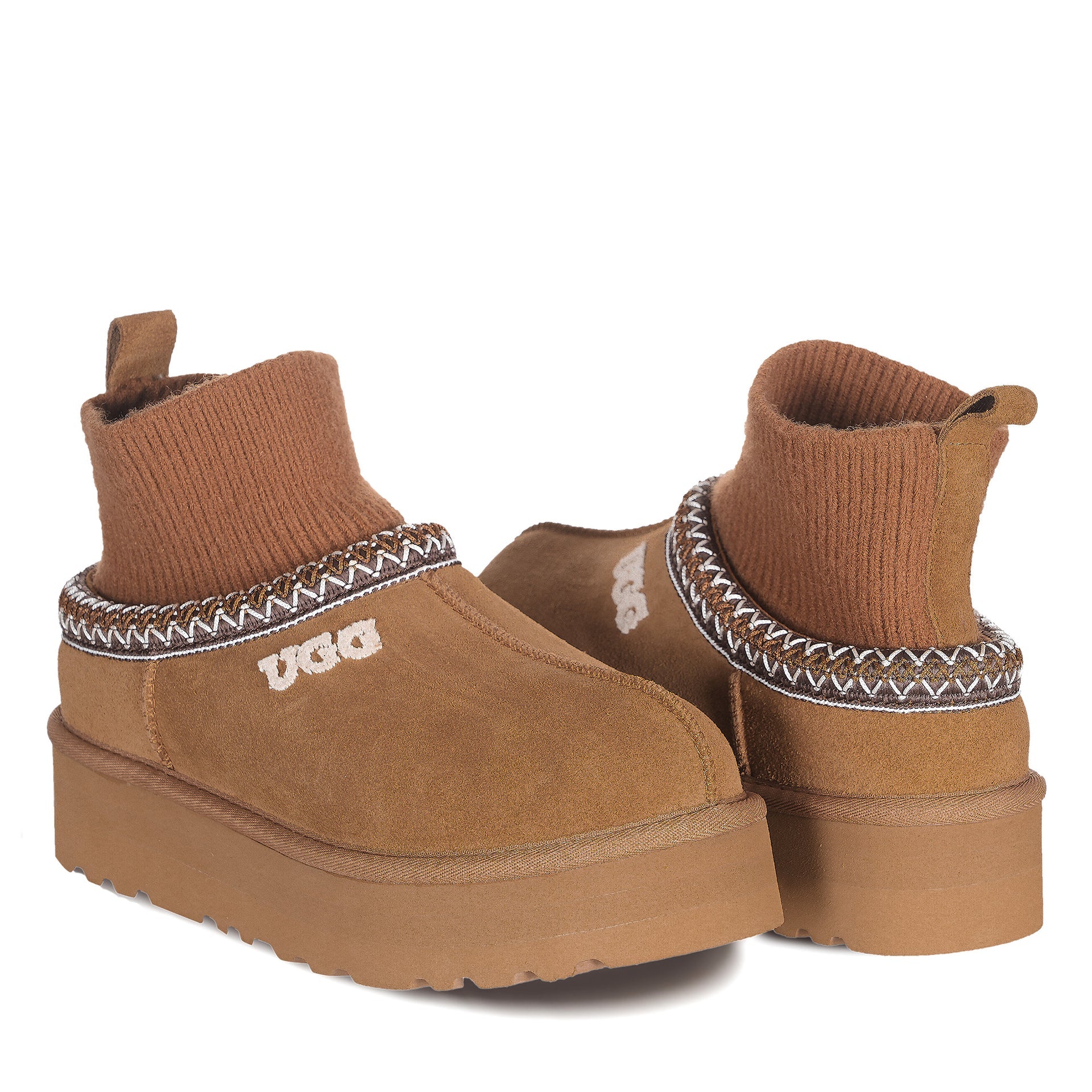 Tassie Knit Platform Uggs, women's slippers in Chestnut view 4