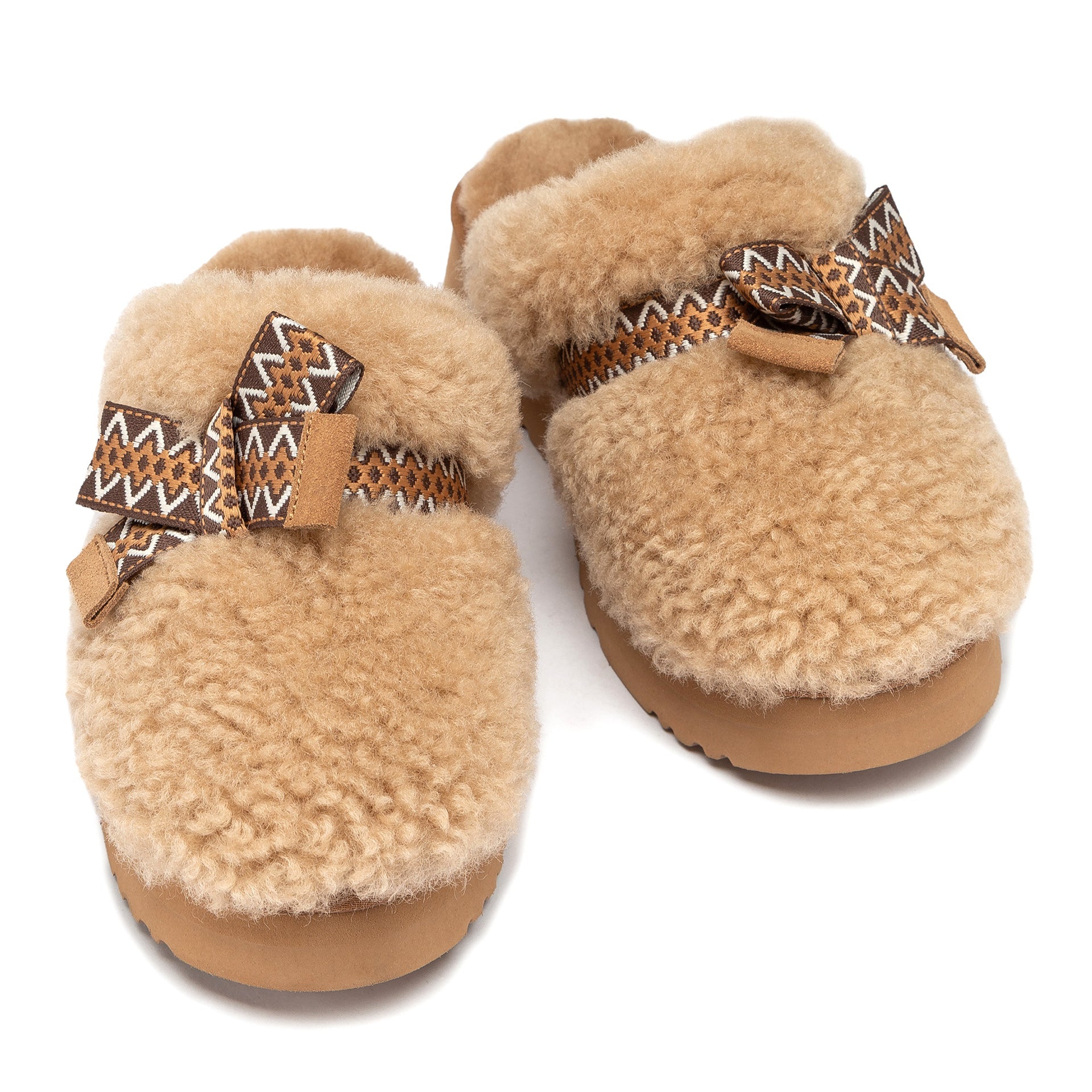 Fluffy Bow Platform Uggs, women's slippers in Chestnut view 4