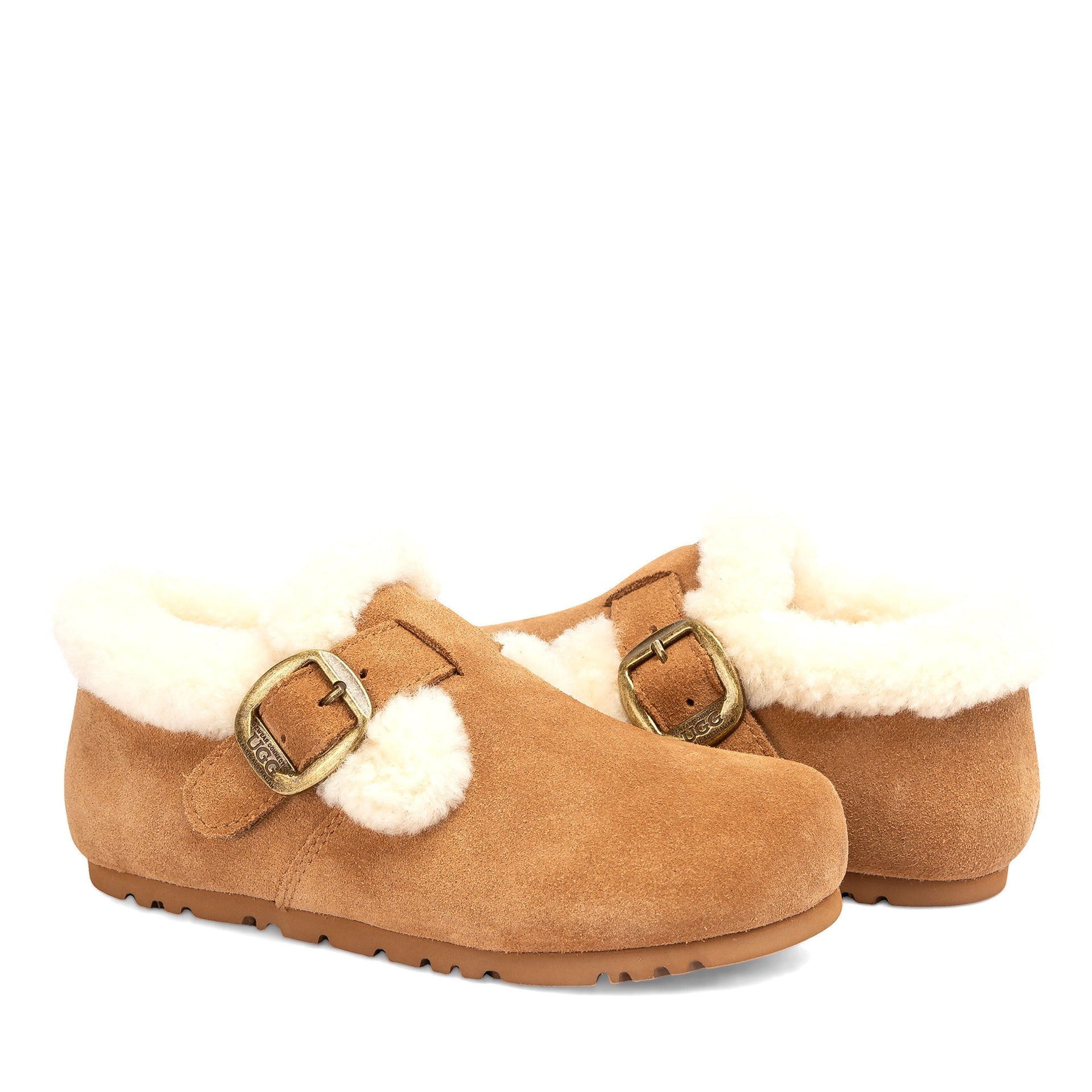 Fluffy Belts Ugg Slippers, for women in Chestnut view 4