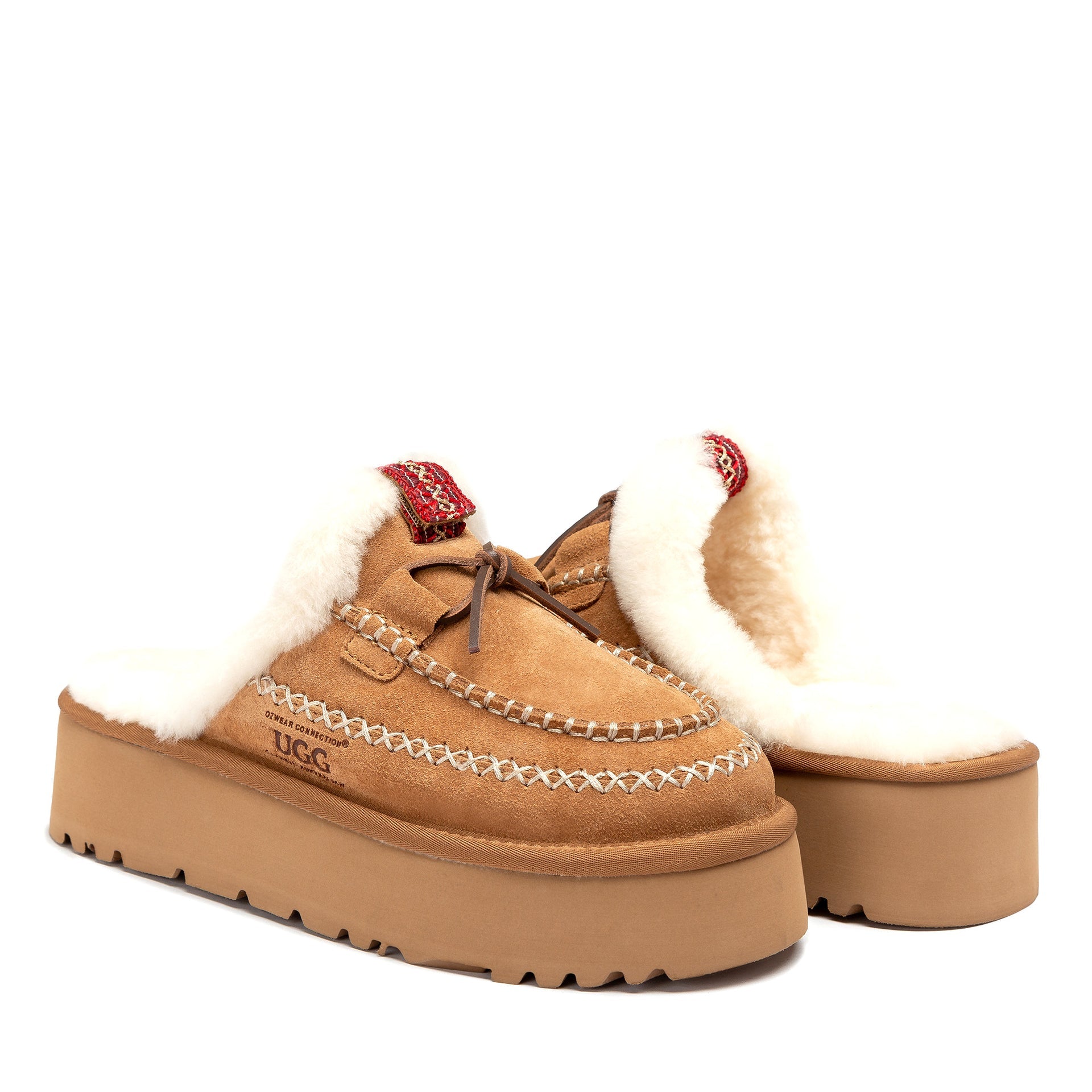 Lace Bow Platform Slippers women's sheepskin ugg slippers view 3