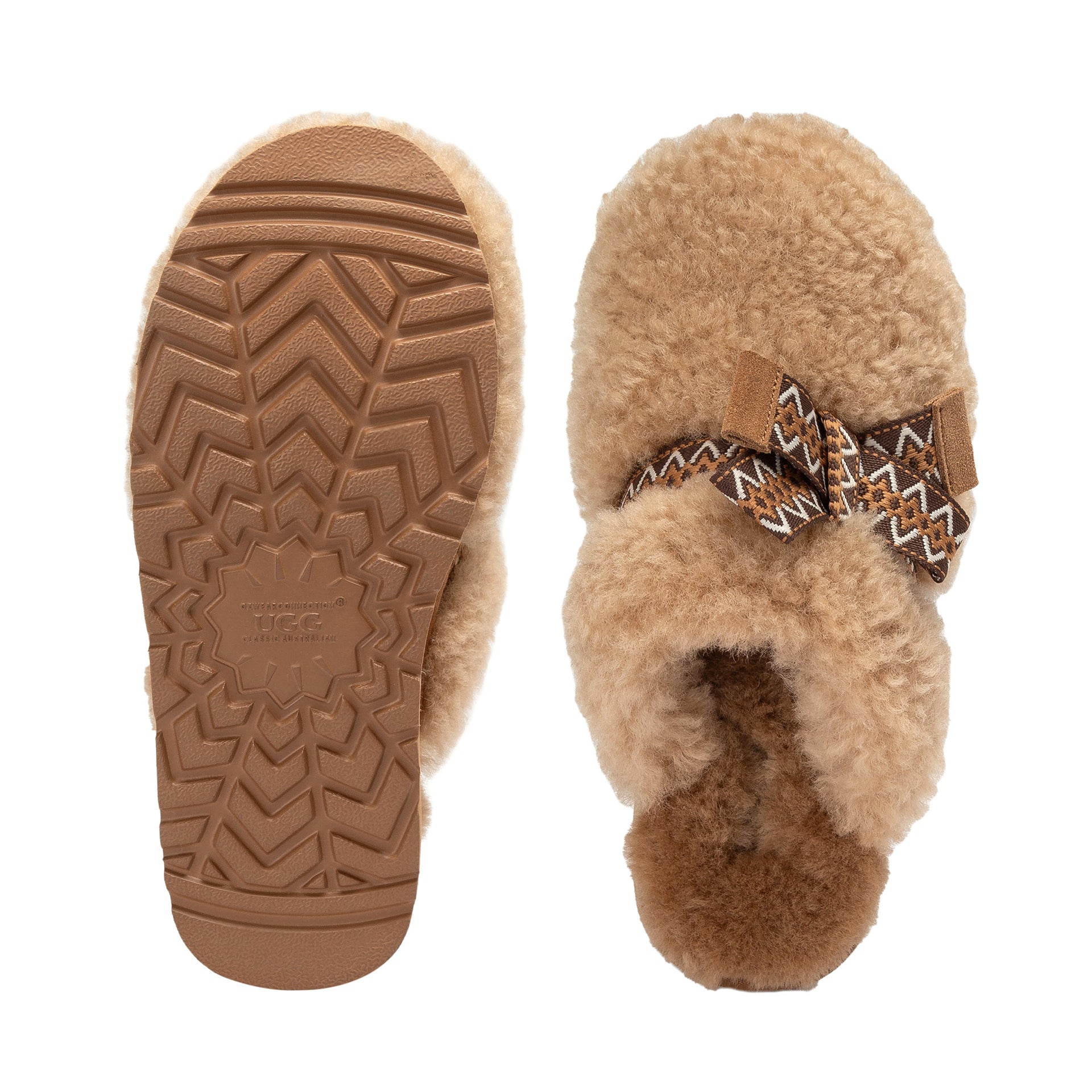 Fluffy Bow Platform Uggs, women's slippers in Chestnut view 5