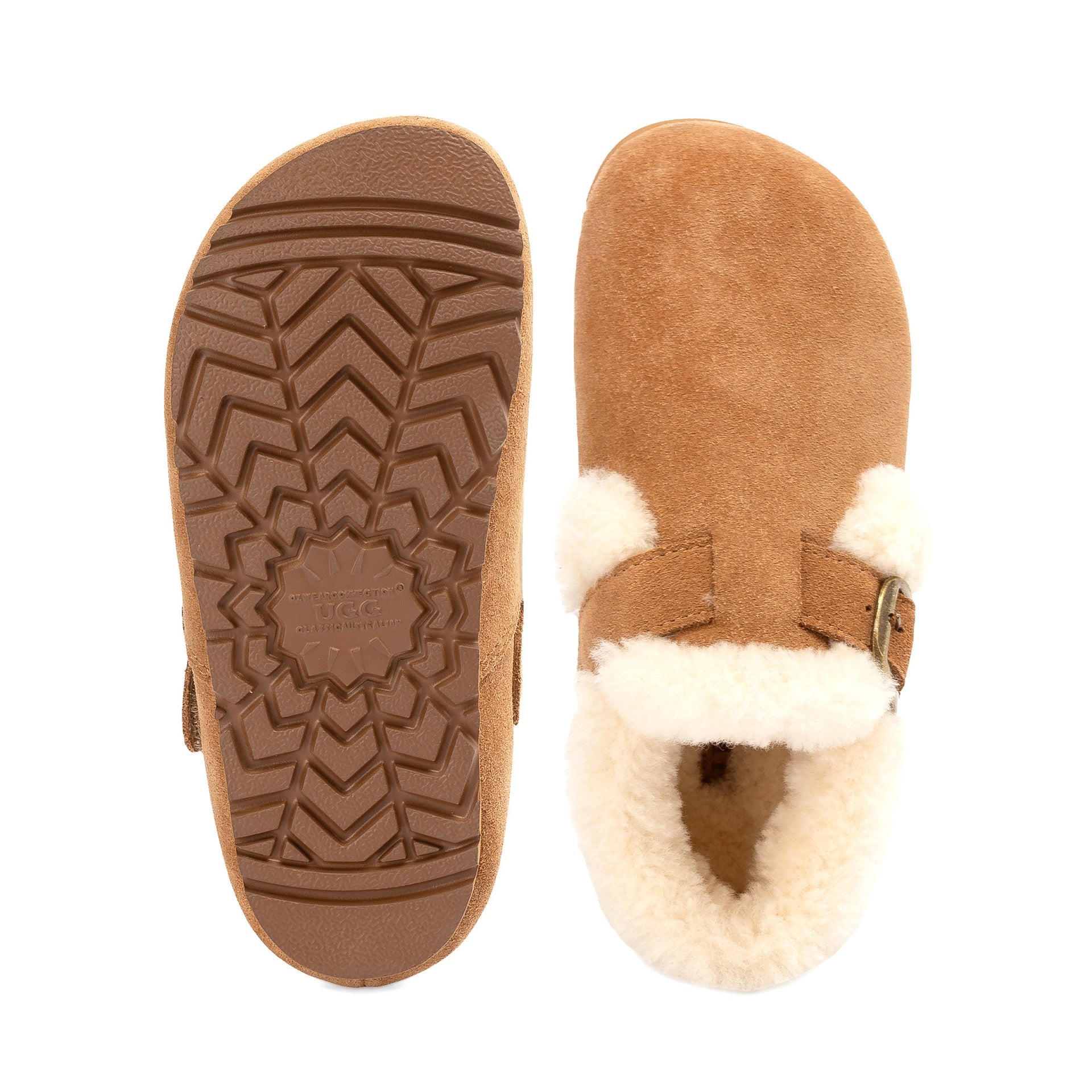 Fluffy Belts Ugg Slippers, for women in Chestnut view 6