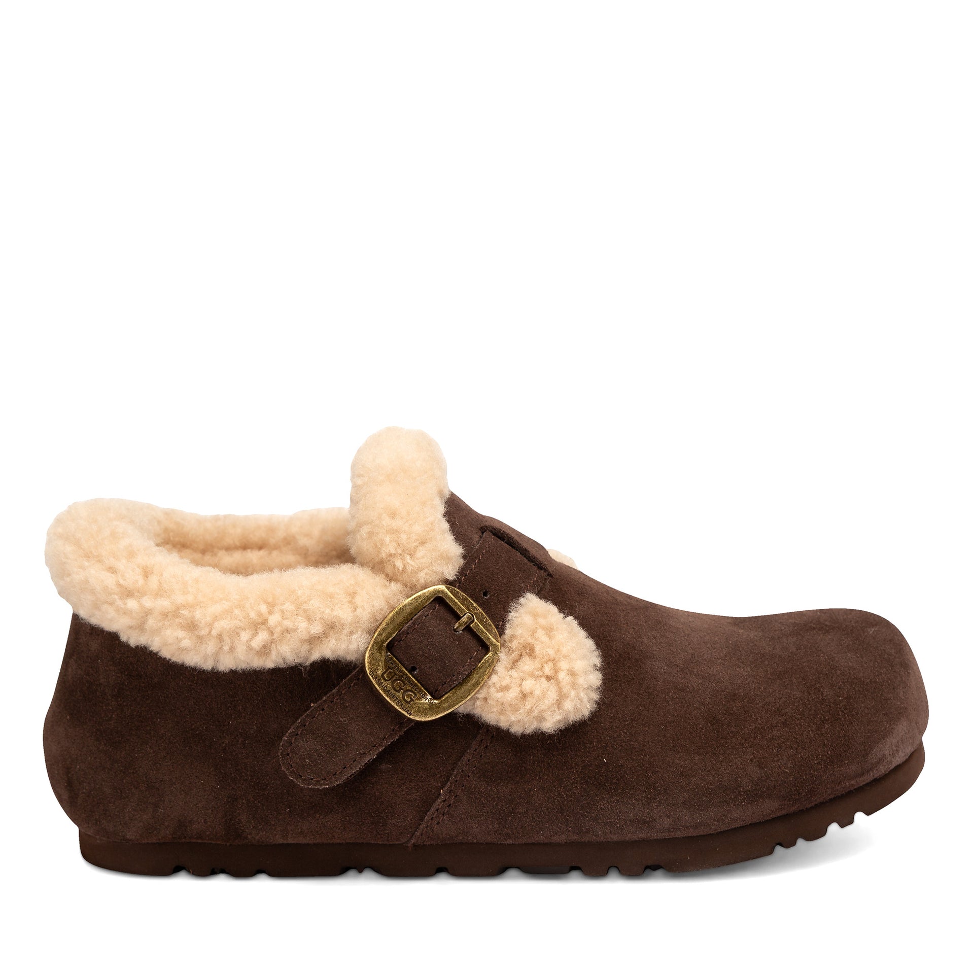 Fluffy Belts Ugg Slippers, for women in Chocolate view 7