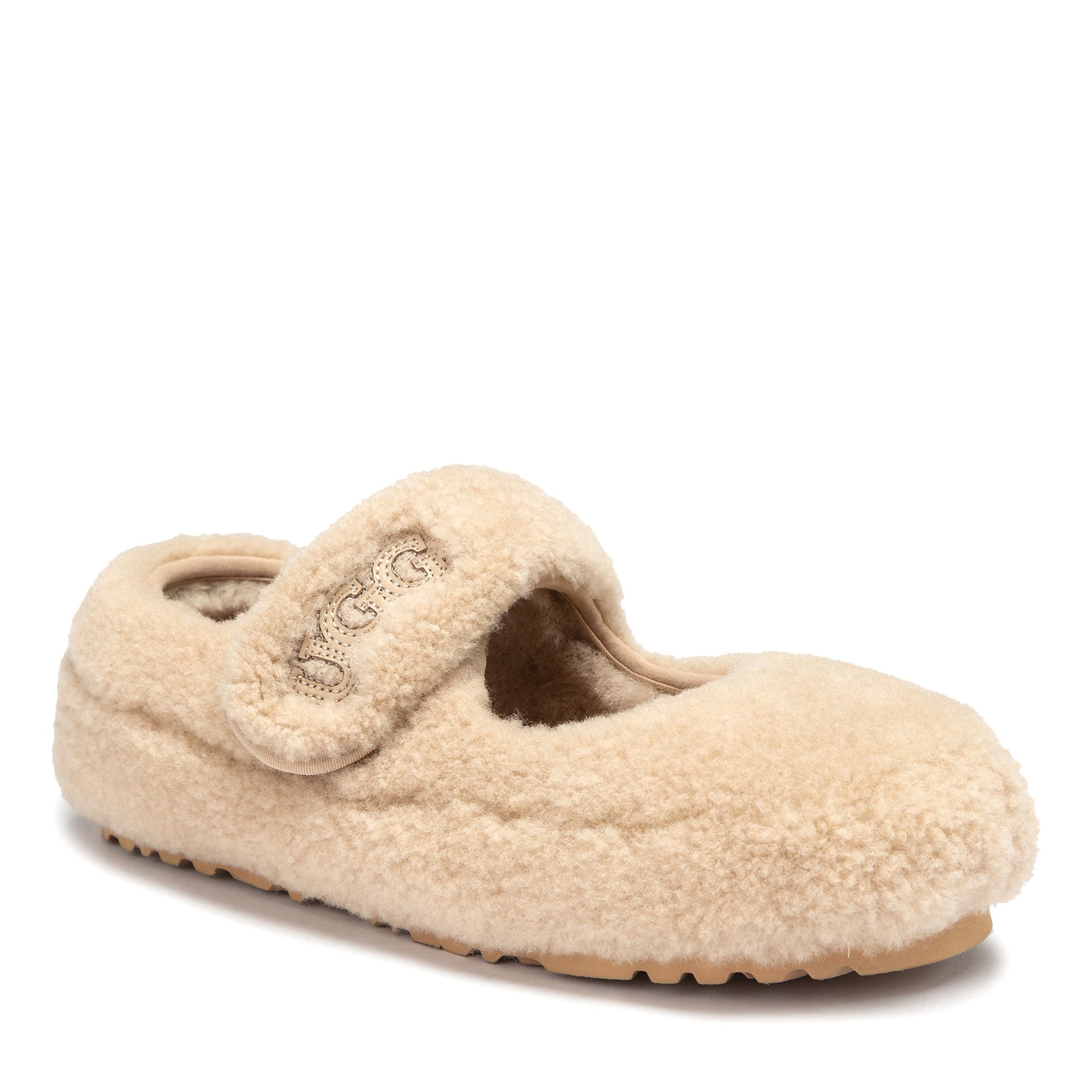 Velcro Fluffy Uggs, kids slippers in Bronze view 7
